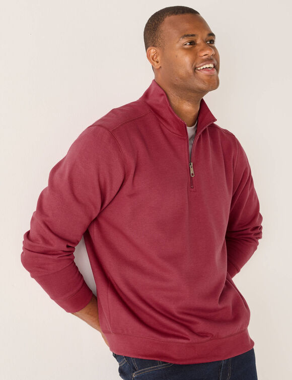 Sweat molleton col camionneur zippé (rose foncé) Sweat molleton col camionneur zippé (rose foncé)
